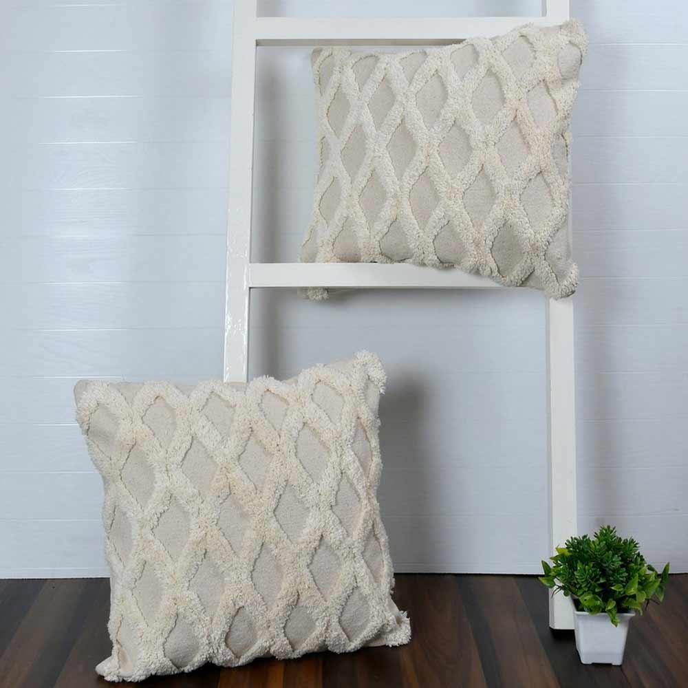 Cushion Cover, (i122_24_1), Cushion With OFF-White Color, Cushion For Living & Bedroom Area, Cushion - VT15286