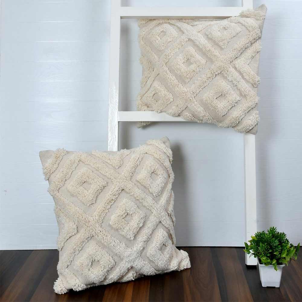 Cushion Cover, (i121_24_1), Cushion With OFF-White Color, Cushion For Living & Bedroom Area, Cushion - VT15289