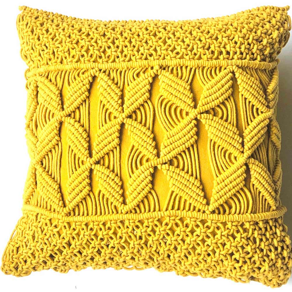 Cushion Cover, (i110_3_16_1), Cushion With Yellow Color, Cushion For Living & Bedroom Area, Cushion - VT15290