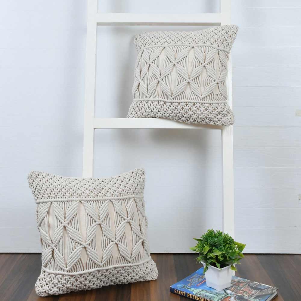 Cushion Cover, (i110_1_12_1), Cushion With OFF-White Color, Cushion For Living & Bedroom Area, Cushion - VT15294