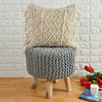 Cushion Cover, (i105_1_12_1), Cushion With OFF-White Color, Cushion For Living & Bedroom Area, Cushion - VT15303