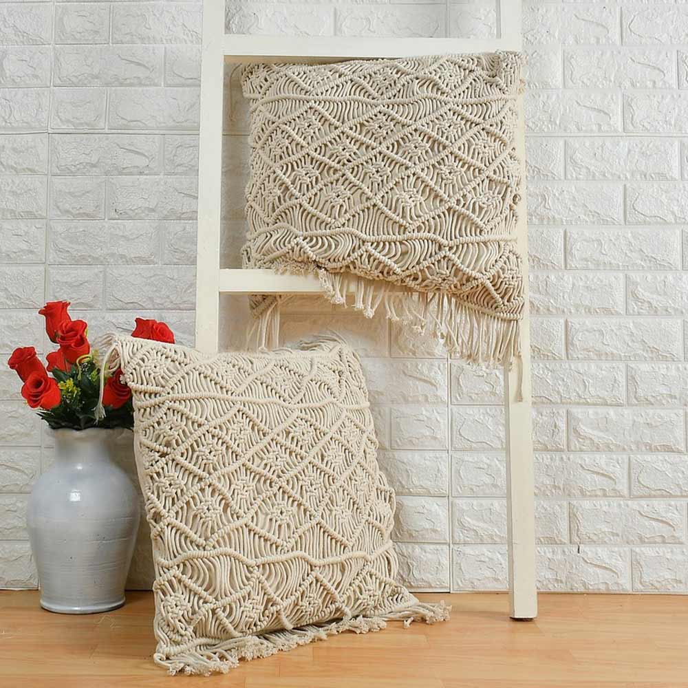 Cushion Cover, (i105_1_12_1), Cushion With OFF-White Color, Cushion For Living & Bedroom Area, Cushion - VT15303