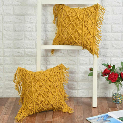 Cushion Cover, (i105_2_16_1), Cushion With Yellow Color, Cushion For Living & Bedroom Area, Cushion - VT15309