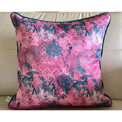 Cushion Covers(TSHVTP01M), Tulipani- Embroidered Luxury Velvet Cushion Cover- Blossom Pink- Set of 1, Cushion Covers - VT15326