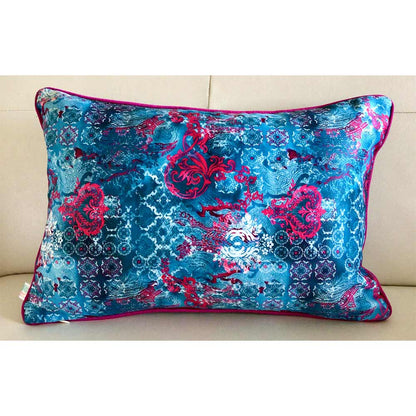 Cushion Covers(TSHVTB01M), Tulipani- Embroidered Luxury Velvet Cushion Cover- Ocean Blue- Set of 1, Cushion Covers - VT15329