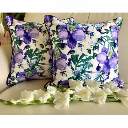 Cushion Covers(TSHPWOL02), Watercolor Orchids- REVERSIBLE- Cushion Covers- Lavender- Set of 2, Cushion Covers - VT15333