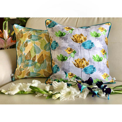 Cushion Covers(TSHPWFG02), Watercolors- REVERSIBLE- Cushion Covers- Grey and Blue- Set of 2, Cushion Covers - VT15334