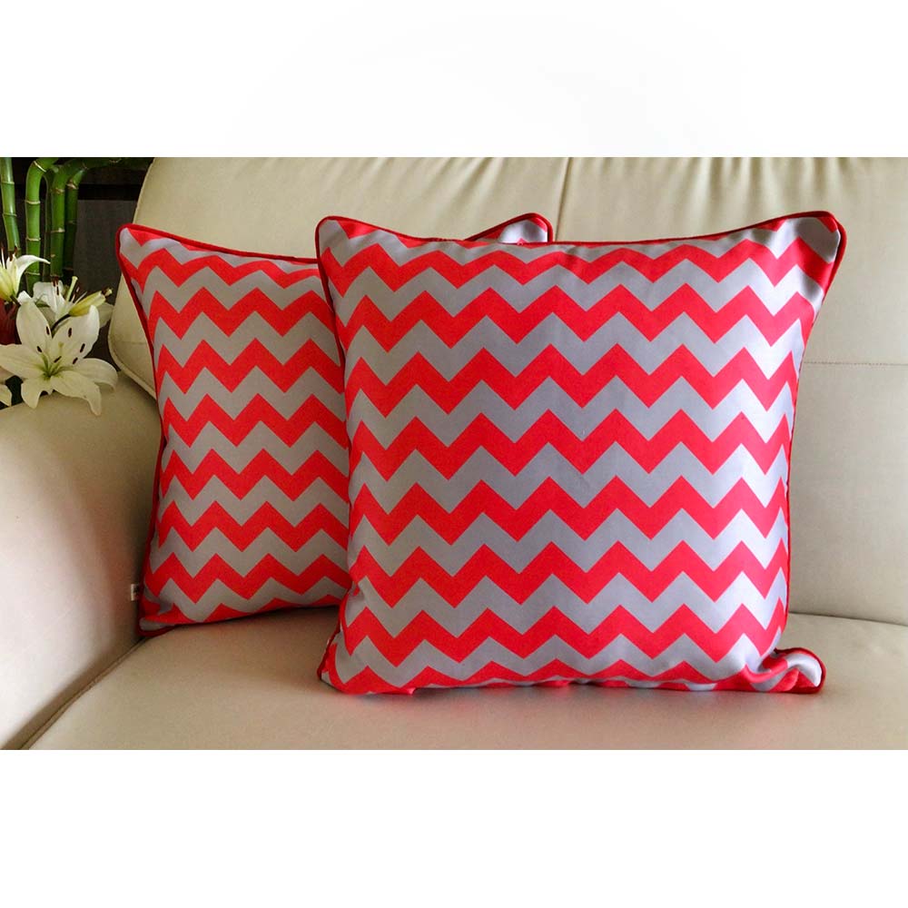 Cushion Covers(TSHPERG02), English Rose- REVERSIBLE- Cushion Covers- Grey and Red- Set of 2, Cushion Covers - VT15336