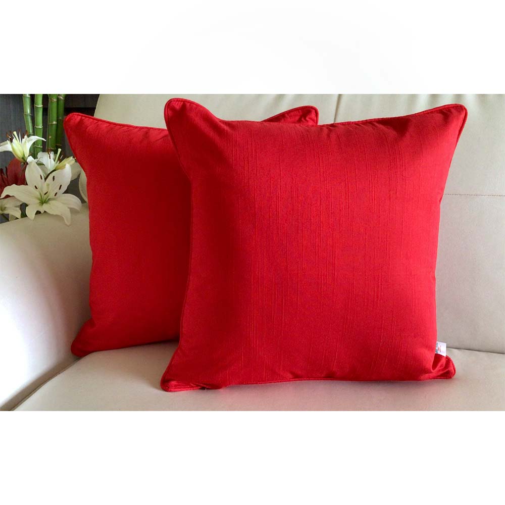 Cushion Covers(TSHPERG04), English Rose- REVERSIBLE- Cushion Covers with Sold Color Pops- Grey and Red- Set of 4, Cushion Covers - VT15337