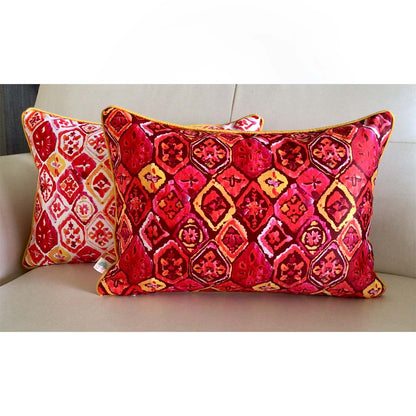 Cushion Covers(TSHWIP02L), Watercolor Ikats- REVERSIBLE- Rectangular Cushion Covers- Fuchsia Pink- Set of 2, Cushion Covers - VT15341