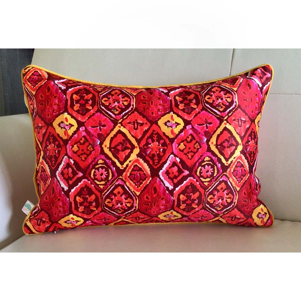 Cushion Covers(TSHWIP02L), Watercolor Ikats- REVERSIBLE- Rectangular Cushion Covers- Fuchsia Pink- Set of 2, Cushion Covers - VT15341