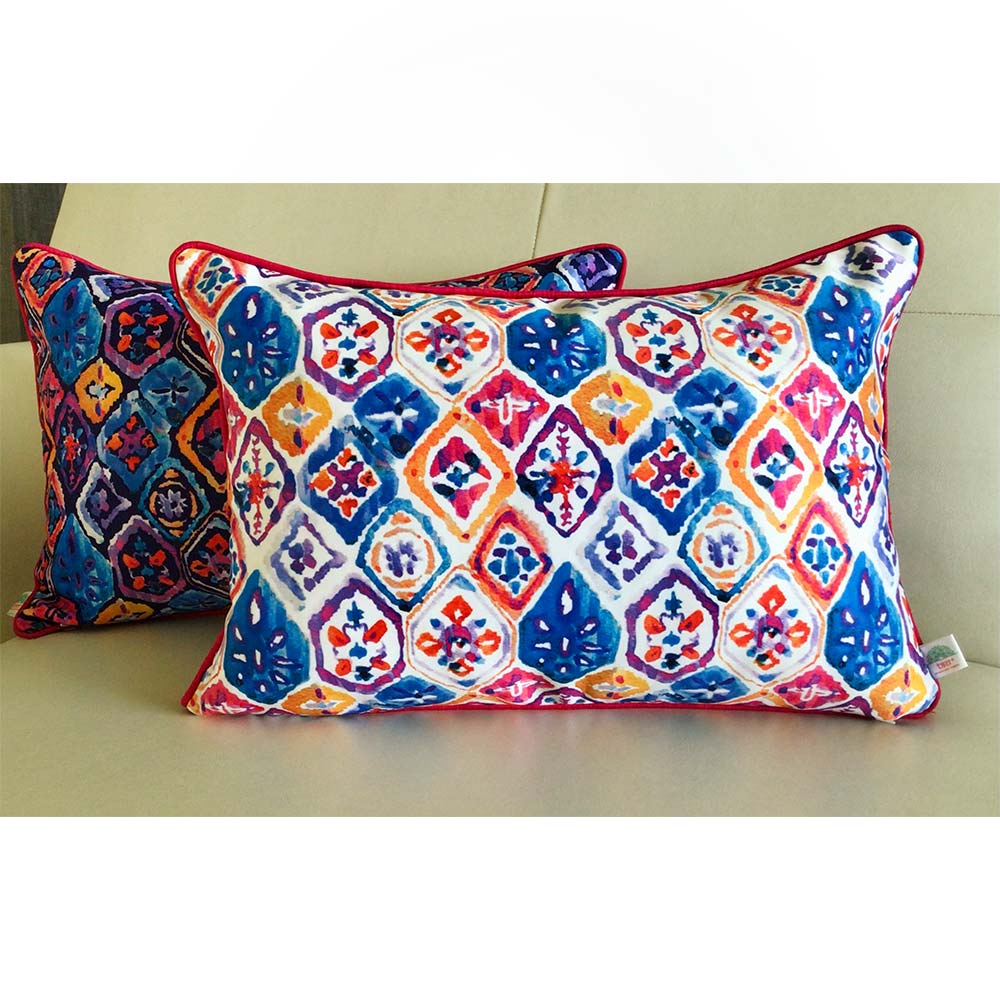 Cushion Covers(TSHWIL02M), Watercolor Ikats- REVERSIBLE- Rectangular Cushion Covers- Lively Lavender- Set of 2, Cushion Covers - VT15342