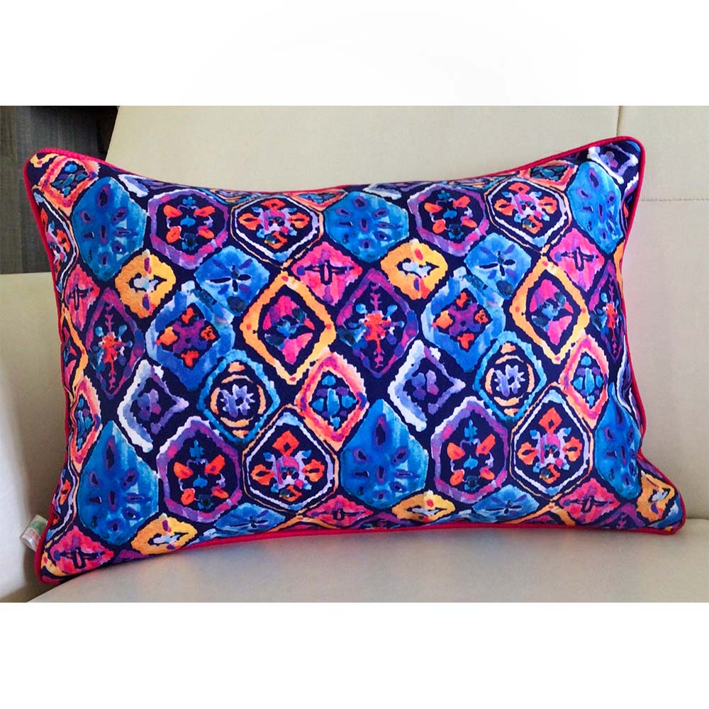 Cushion Covers(TSHWIL02M), Watercolor Ikats- REVERSIBLE- Rectangular Cushion Covers- Lively Lavender- Set of 2, Cushion Covers - VT15342