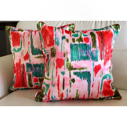 Cushion Covers(TSHWTP02M), Watercolor Tulips- REVERSIBLE- Cushion Covers- Blossom Pink- Set of 2, Cushion Covers - VT15346