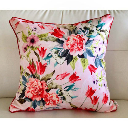 Cushion Covers(TSHWTP02M), Watercolor Tulips- REVERSIBLE- Cushion Covers- Blossom Pink- Set of 2, Cushion Covers - VT15346