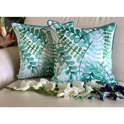 Cushion Covers(TSHPWOB02), Watercolor Orchids- REVERSIBLE- Cushion Covers- Aqua Blue- Set of 2, Cushion Covers - VT15359