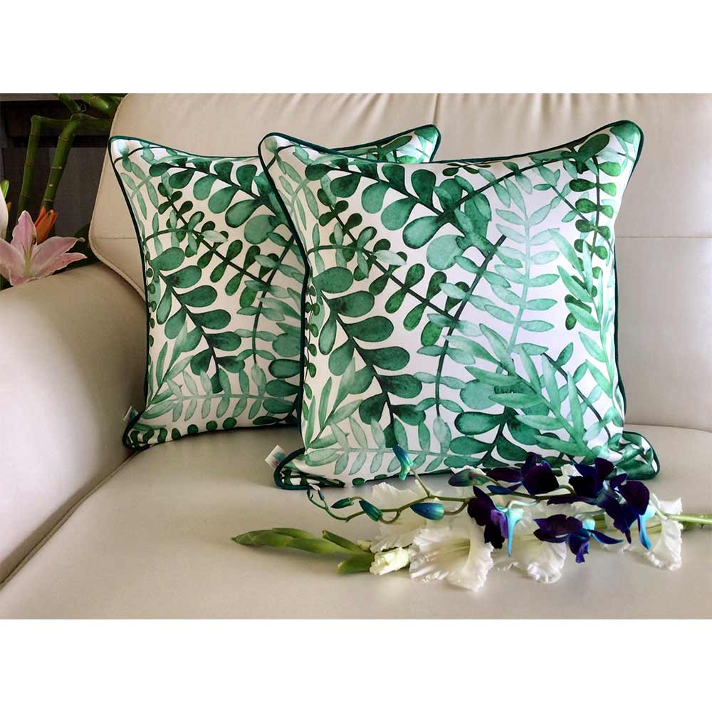 Cushion Covers(TSHPWOG02), Watercolor Orchids- REVERSIBLE- Cushion Covers- Emerald Green- Set of 2, Cushion Covers - VT15361