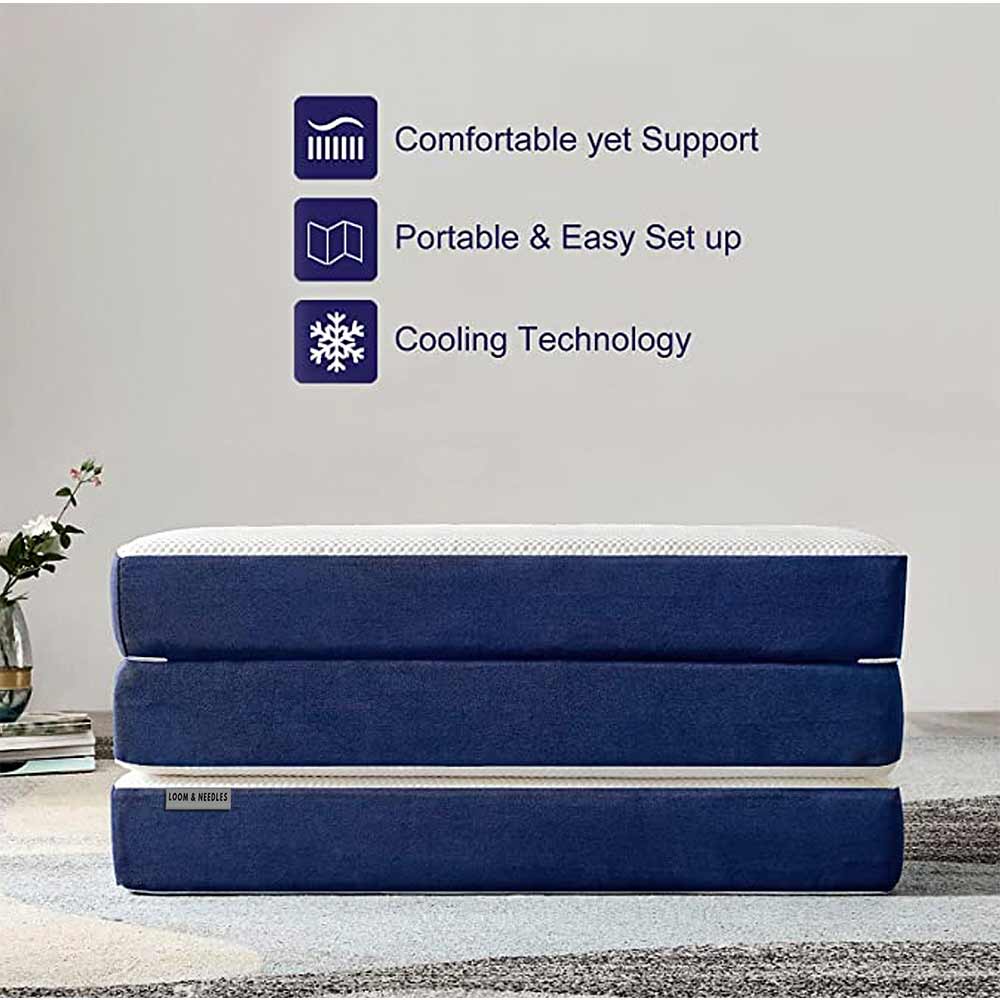 Mattress, (BEMG9VKSW4WN4EBP) Loom & Needles Tri-fold Memory Foam (HR) Foam Mattress 6 inch, Mattress - VT15789