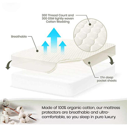 Mattress, (MTPGETHT5AUH7ND4) Loom & Needles 100% Pure Organic Bamboo Waterproof Mattress Protector, Mattress - VT15798