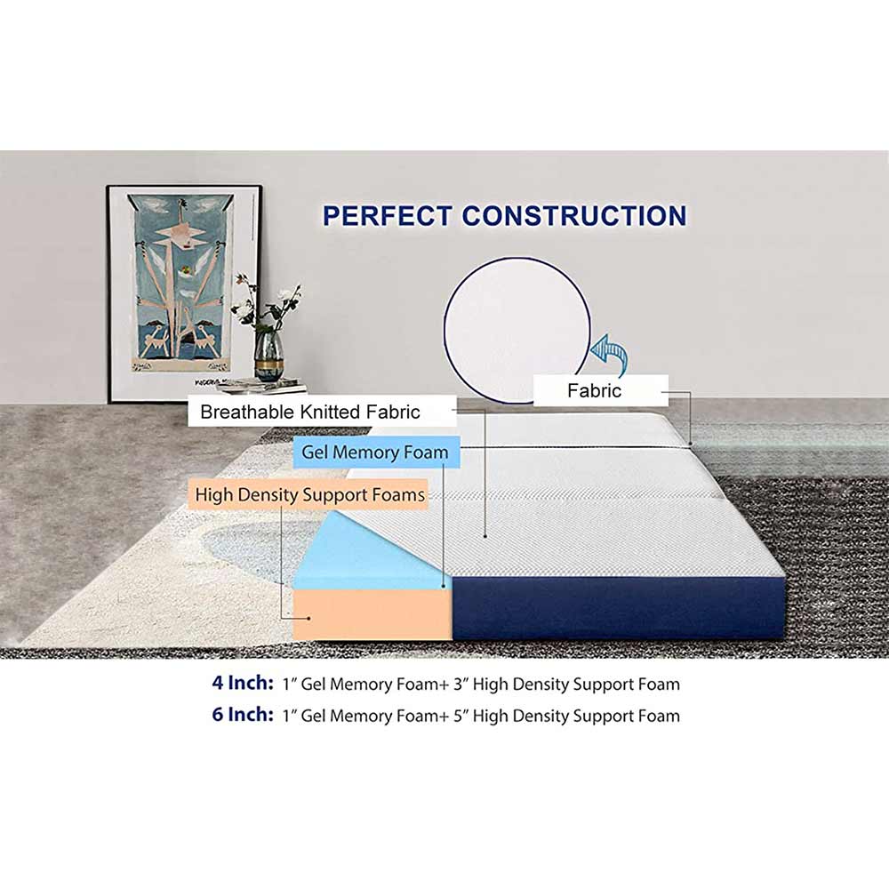 Mattress, (BEMG9VKWEZGMUGU9) Loom & Needles Tri-fold Memory Foam (HR) Foam Mattress 6 inch, Mattress - VT15800