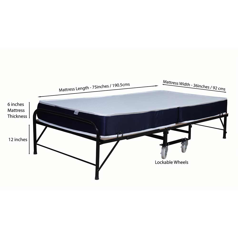 Mattress, (BDDG9YYWXFSHKWYH) Loom & Needles Rollaway Bed with 6" Mattress Single Metal Bed, Mattress - VT15806