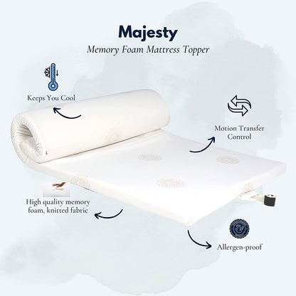 Mattress, CU_MFT_75x48x2 (CLOUDE) Memory Foam 2 Inch Single Size Soft Orthopedic Mattress Topper, Mattress - VT15852