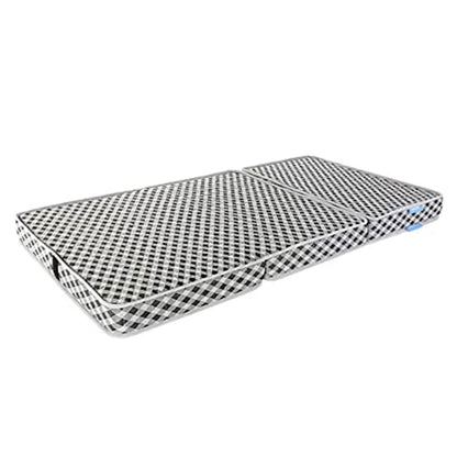 Mattress, Folding_Mattress-72x36x4 (CLOUDE) Checkered PU Foam 4 Inch Single Bed Size Sofa Cum Dual Comfort Foldable Mattress, Mattress - VT15859