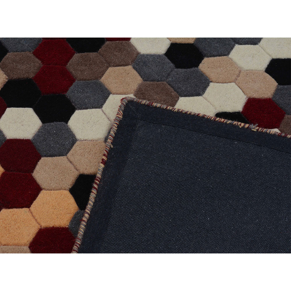 Rugs, (Presto), ICHT1001C5X8, Presto Red, Grey and Gold Geometric Hand Tufted Wool Carpet-VT15863-60X96 inches