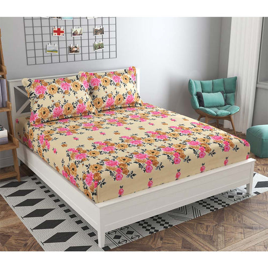 Bedsheet, (ICKBS114) Presto, 160 TC 100% Cotton Double Bedsheet With 2 Pillow Covers, Floral pattern, Bedsheet- VT15877