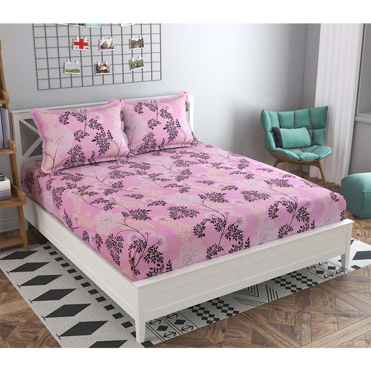 Bedsheet, (ICKBS116) Presto, 160 TC 100% Cotton Double Bedsheet With 2 Pillow Covers, Floral pattern, Bedsheet- VT15879