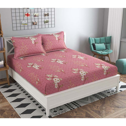 Bedsheet, (ICKBS117) Presto, 160 TC 100% Cotton Double Bedsheet With 2 Pillow Covers, Floral pattern, Bedsheet- VT15880