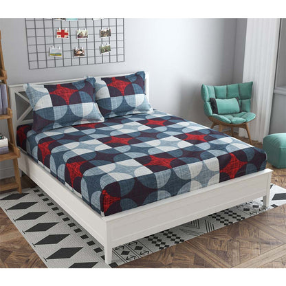 Bedsheet, (ICKBS128) Presto, 160 TC 100% Cotton Double Bedsheet With 2 Pillow Covers, Abstract pattern, Bedsheet- VT15891