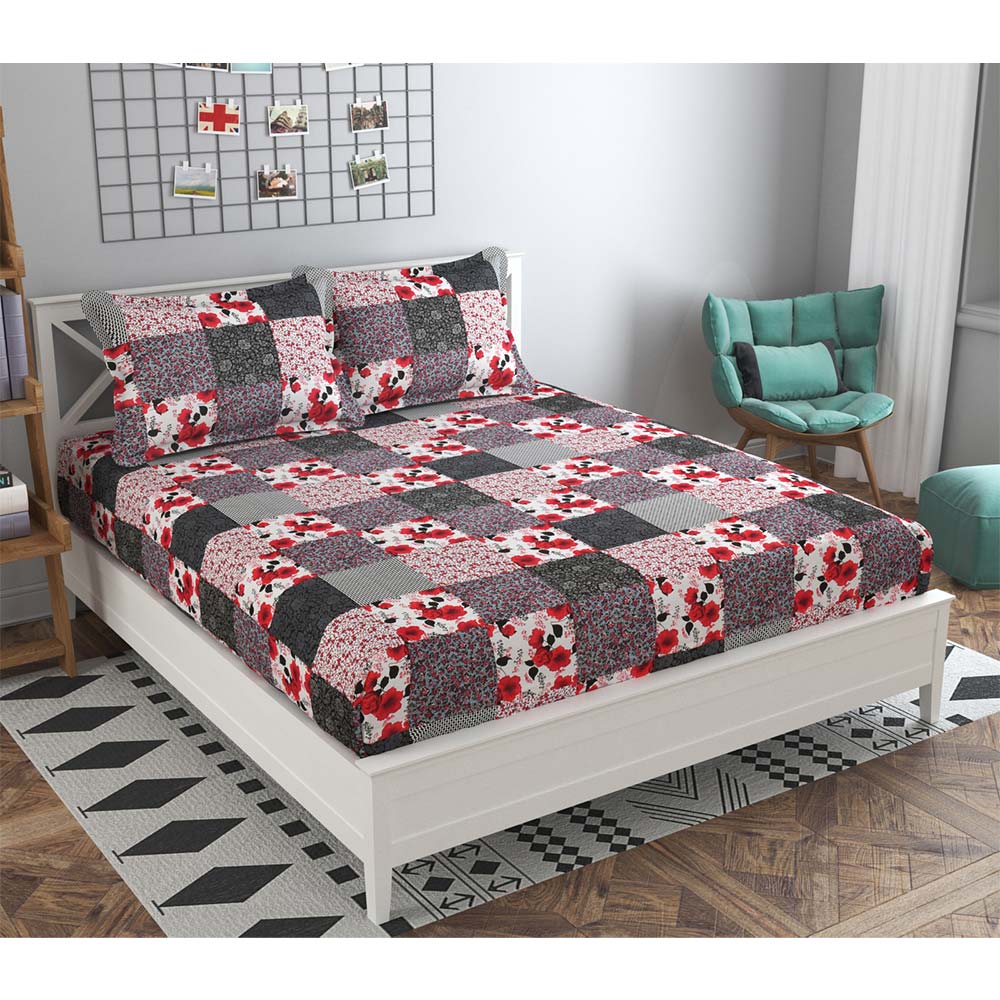 Bedsheet, (ICKBS131) Presto, 160 TC 100% Cotton Double Bedsheet With 2 Pillow Covers, Abstract pattern, Bedsheet- VT15894