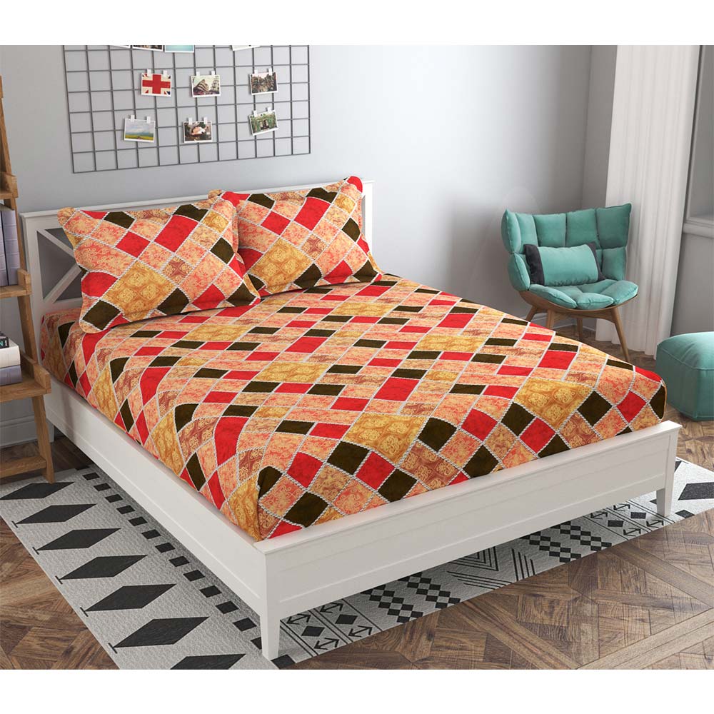 Bedsheet, (ICKBS132) Presto, 160 TC 100% Cotton Double Bedsheet With 2 Pillow Covers, Abstract pattern, Bedsheet- VT15895