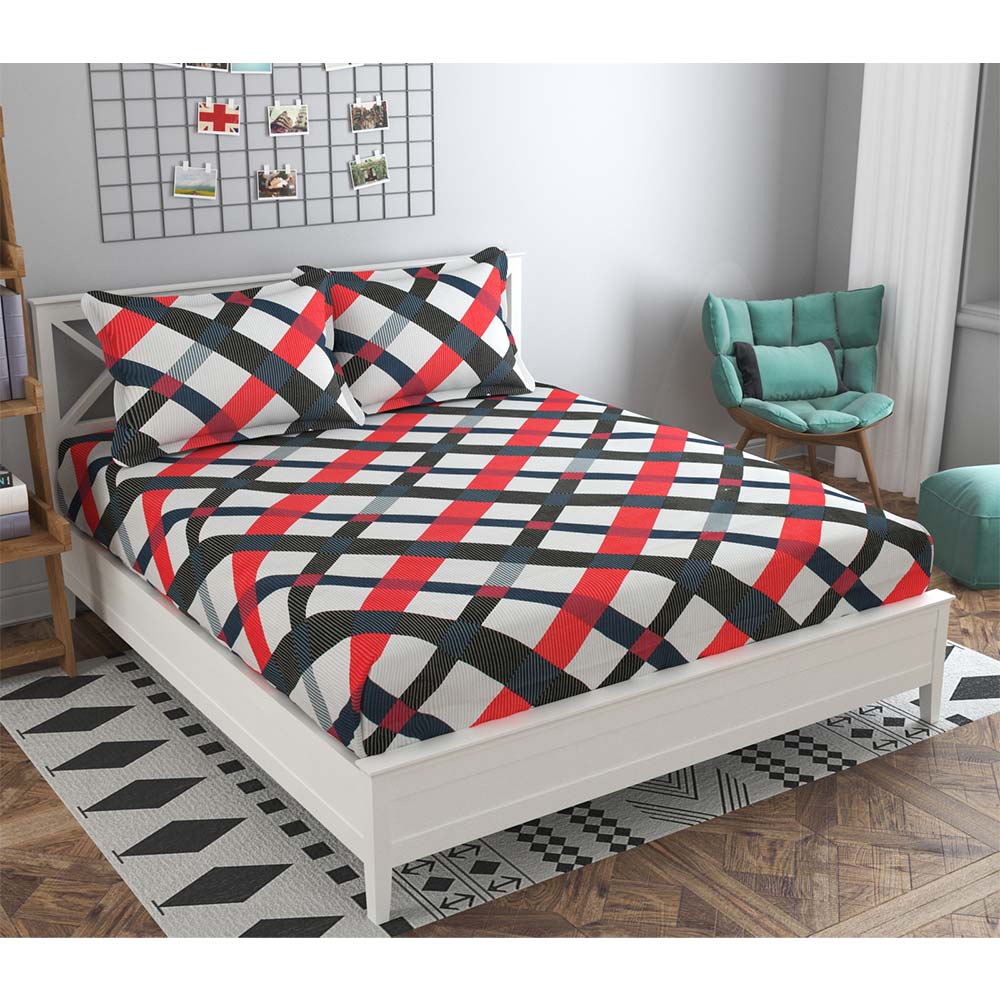 Bedsheet, (ICKBS134) Presto, 160 TC 100% Cotton Double Bedsheet With 2 Pillow Covers, Abstract pattern, Bedsheet- VT15897