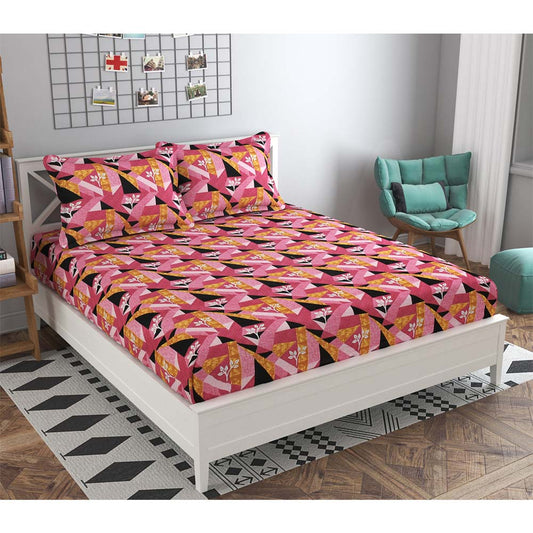 Bedsheet, (ICKBS135) Presto, 160 TC 100% Cotton Double Bedsheet With 2 Pillow Covers, Abstract pattern, Bedsheet- VT15898