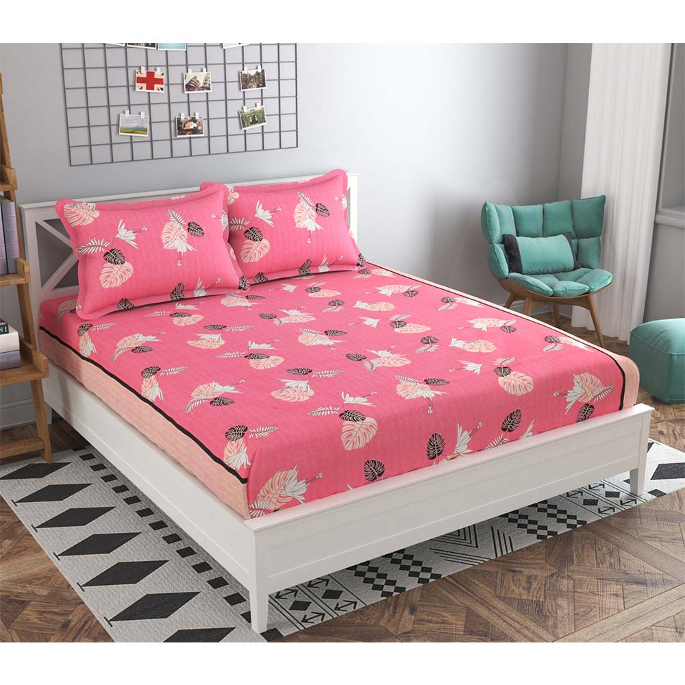 Bedsheet, (ICKBS140) Presto, 160 TC 100% Cotton Double Bedsheet With 2 Pillow Covers, Abstract pattern, Bedsheet- VT15903