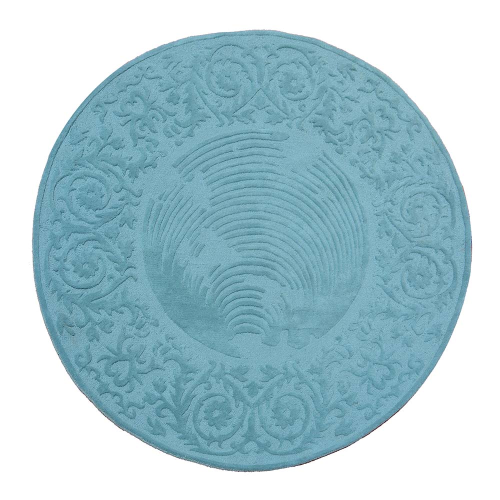 Rugs, (Presto) ICHT1719C5X5, Blue Color Traditional Hand Tufted Round Wool Carpet-VT15919-60X60 inches