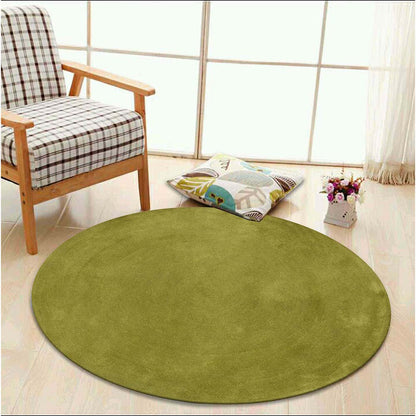 Rugs, (Presto) ICHT1728C3X3, Green Color Solid Hand Tufted Round Wool Carpet-VT15920-36X36 inches