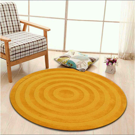 Rugs, (Presto), ICHT1735C4X4, Yellow Color Solid Hand Tufted Round Wool Carpet-VT15921-48X48 inches