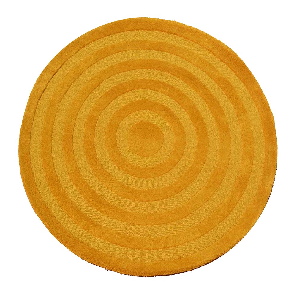 Rugs, (Presto), ICHT1735C5X5, Yellow Color Solid Hand Tufted Round Wool Carpet-VT15921-60X60 inches