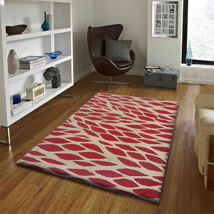 Rugs, (Presto), ICKC111C6X9, Red and Beige Abstract Polyester Carpet-VT15923-72X108 inches