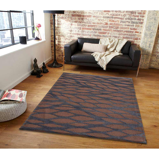 Rugs, (Presto), ICKC112C3X5, Brown and Grey Abstract Polyester Carpet-VT15924-36X60 inches