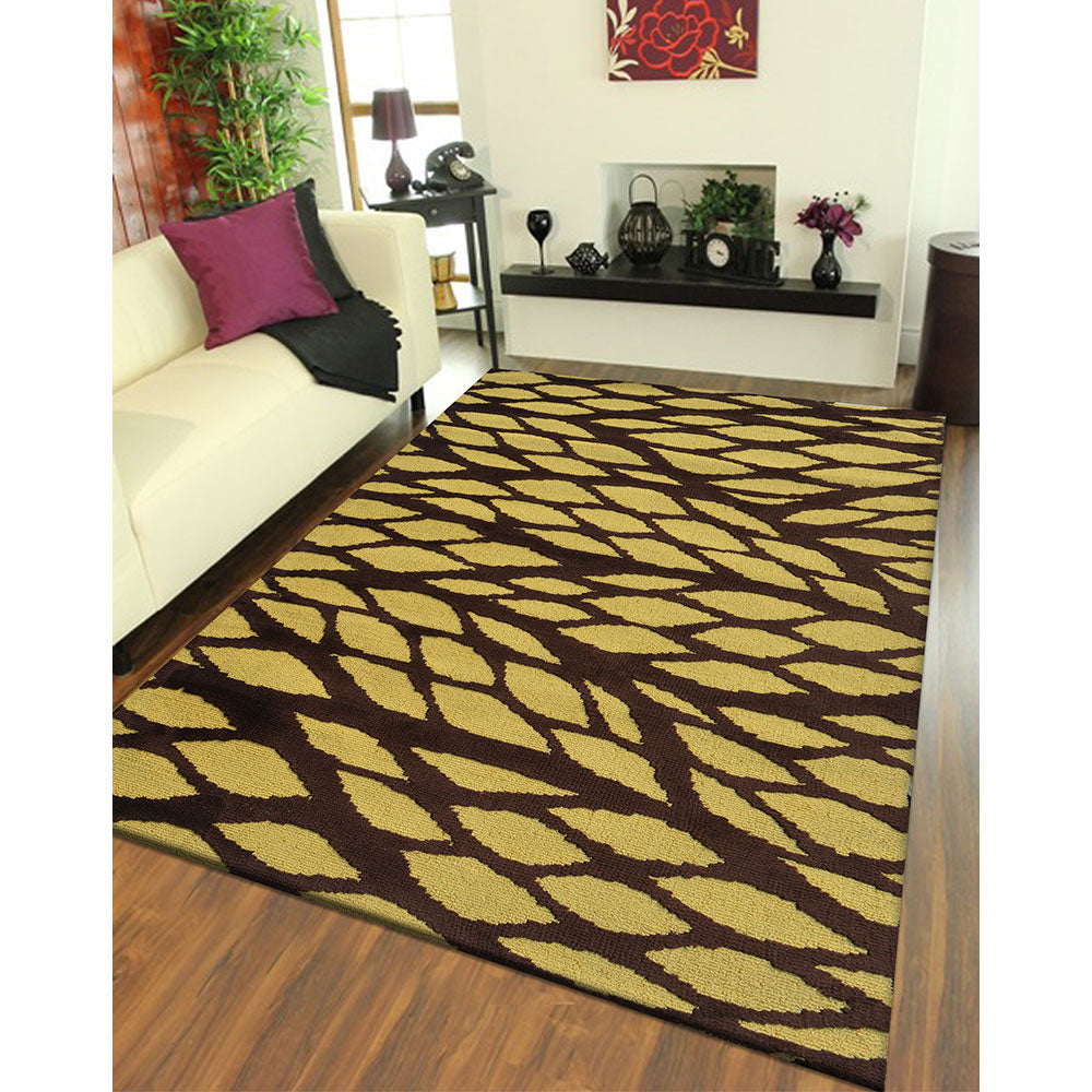 Rugs, (Presto), ICKC115C3X5, Yellow and Brown Abstract Polyester Carpet-VT15925-36X60 inches