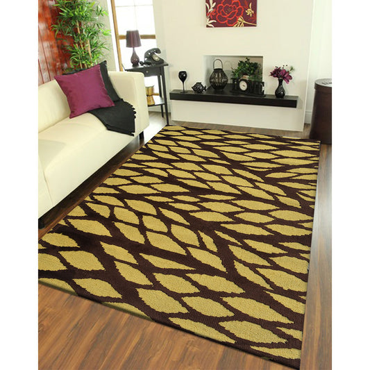 Rugs, (Presto), ICKC115C3X5, Yellow and Brown Abstract Polyester Carpet-VT15925-36X60 inches