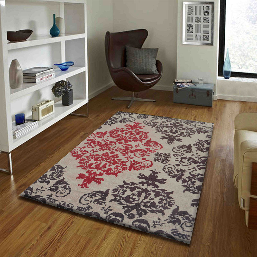 Rugs, (Presto), ICKC121C4X6, Red, Brown and beige Abstract Polyester Carpet-VT15926-48X72 inches