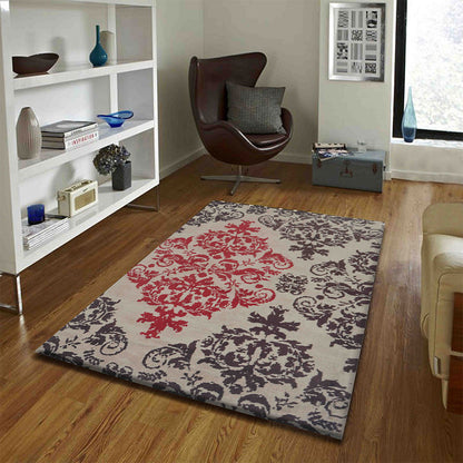 Rugs, (Presto), ICKC121C4X6, Red, Brown and beige Abstract Polyester Carpet-VT15926-48X72 inches