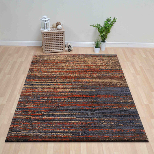 Rugs, (Presto), ICKC153C5X8, Grey, Purple & Beige color Stripes Polyester Carpet-VT15936-60X96 inches