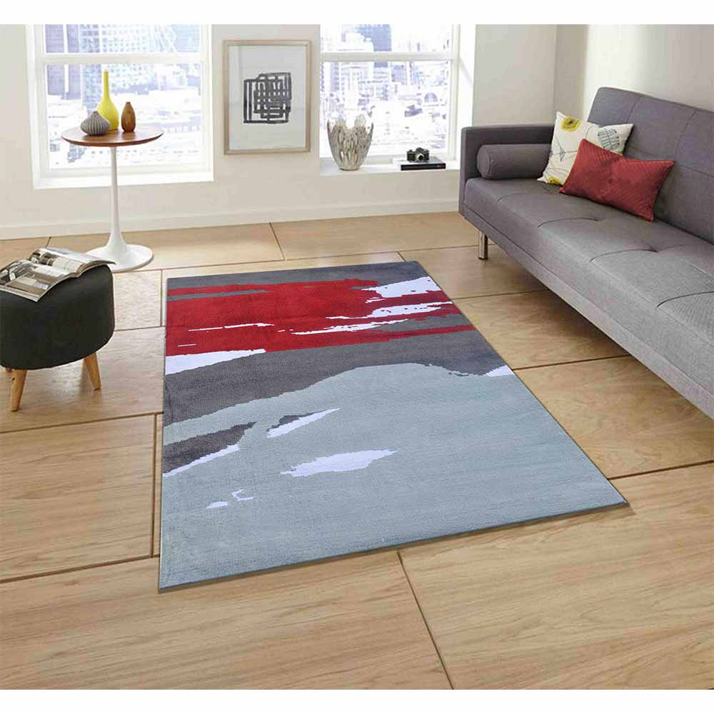 Rugs, (Presto) ICKC201C4X6, Red & Grey colour Floral Polyester Carpet-VT15950-48X72 inches