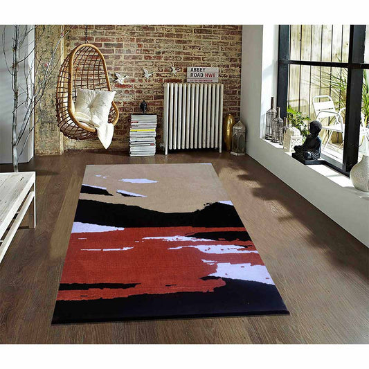 Rugs, (Presto) ICKC206C4X6, Orange, Brown & Gold Abstract Polyester Carpet - VT15951-48X72 inches